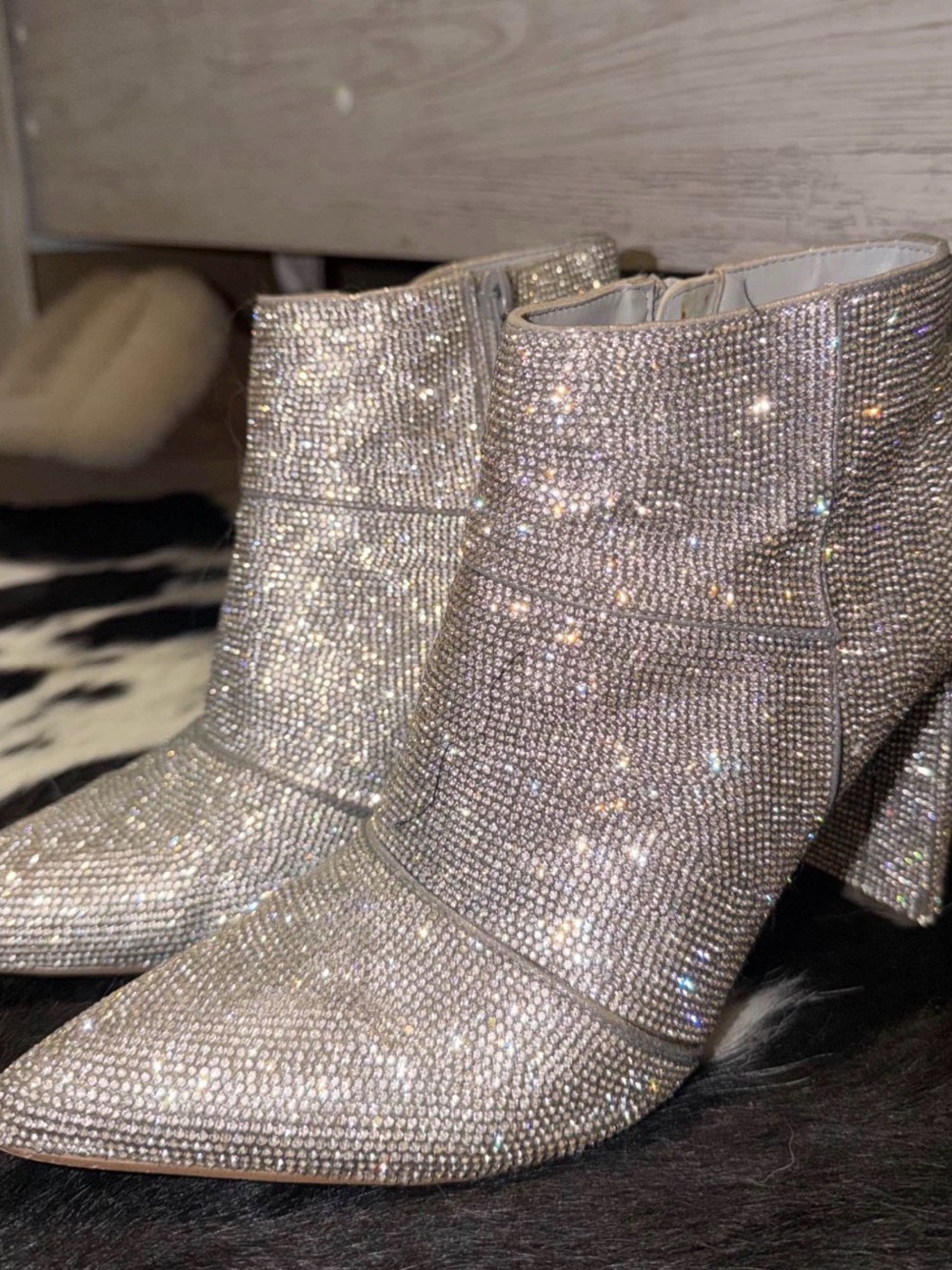 Steve Madden Rhinestone Boots - Silver